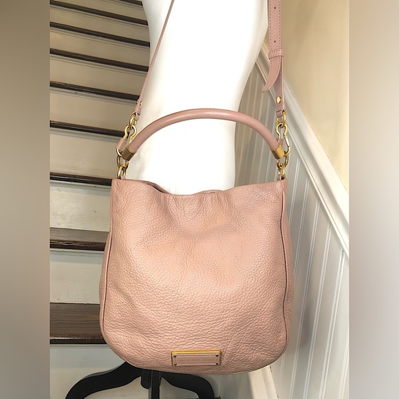 MARC JACOBS Mauve Dusty Rose Tumbled Leather Adjustable Strap Shoulder Bag - Picture 6 of 17
